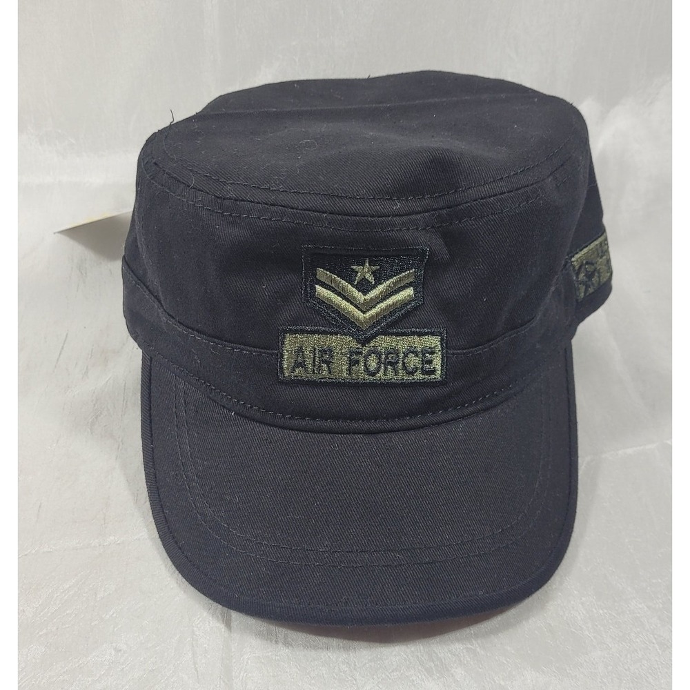 Sporting K Black Air Force Army Patches Military Style Adjustable Baseball Hat